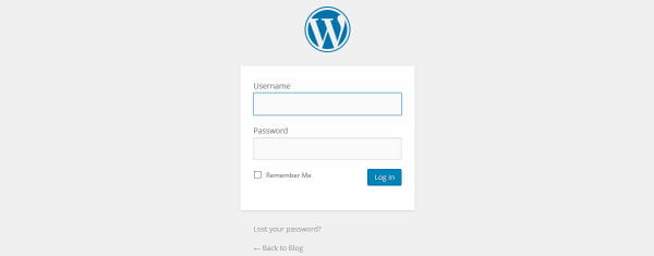 Default WordPress login Screen