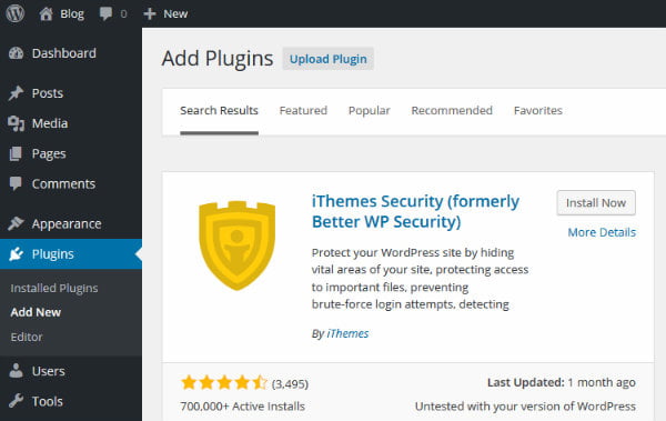Install iThemes Security Lite