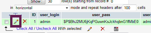 phpMyAdmin Edit