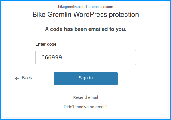 Entering the Zero Trust OTP code we've received via email