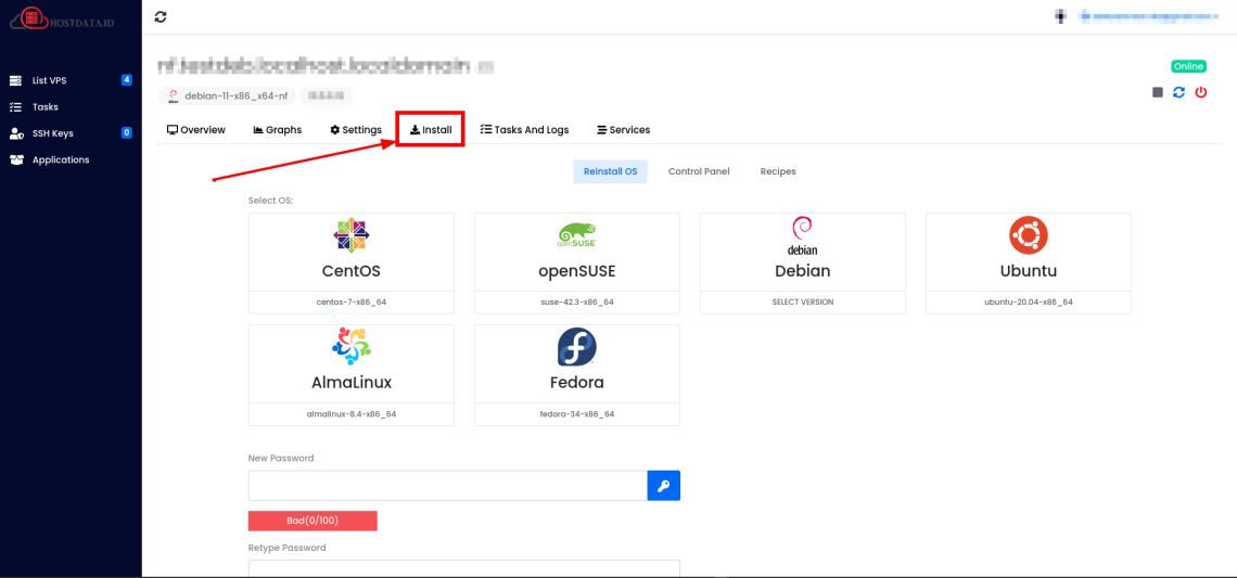 fitur install os pada lxc nat vps