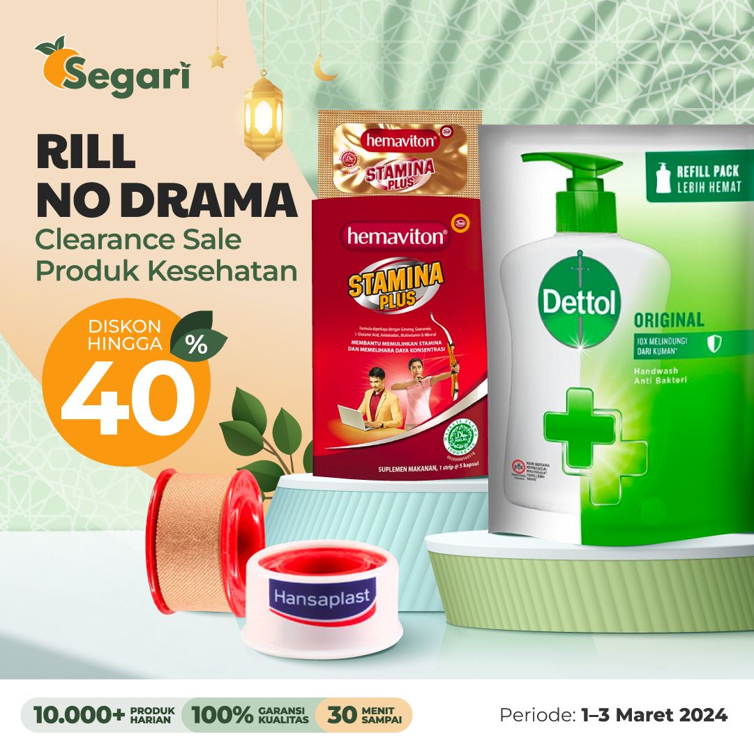 CLEARANCE SALE
Produk Kesehatan
Diskon Hingga 40% 🥰