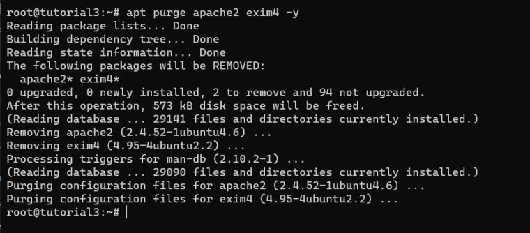 Hapus Apache & exim4
