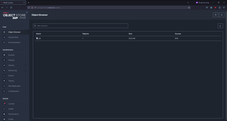 berhasil login minio