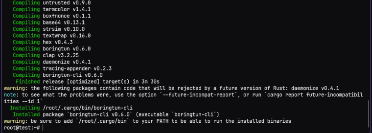 berhasil melakukan instalasi boringtun userspace wireguard nat vps ubuntu