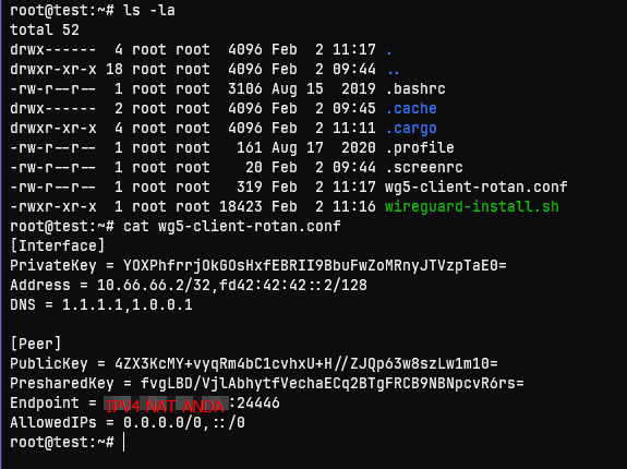 konfigurasi client wireguard pada ubuntu nat vps