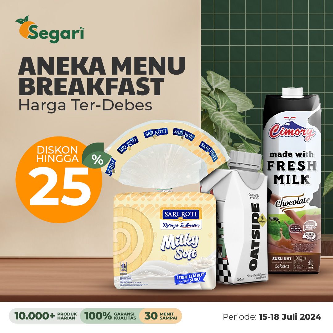 Pilihan Menu Sarapan Bernutrisi
Diskon hingga 25% 🍞🥛